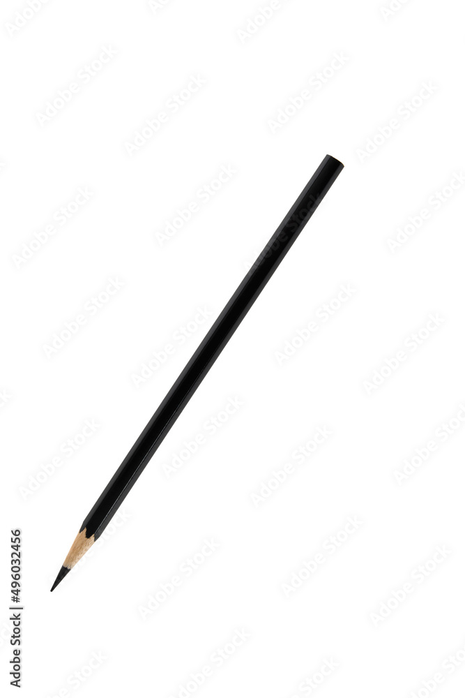 Black color pencil on white background