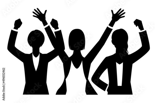 Silhouette of the women  to raise both hands