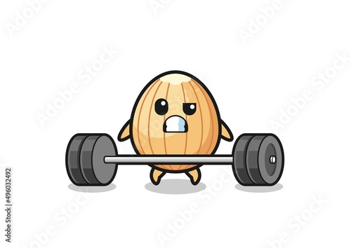 cartoon of almond lifting a barbell