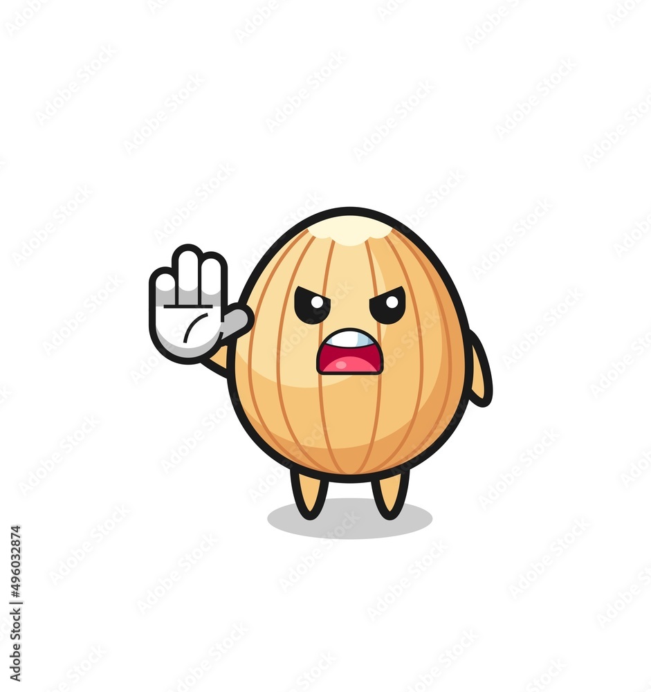 almond character doing stop gesture almond character doing stop gesture