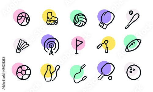 set of sport icon design. simple and cute sport object illustration.