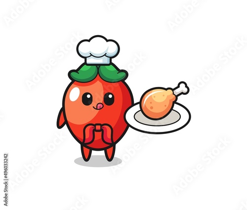 chili pepper fried chicken chef cartoon character