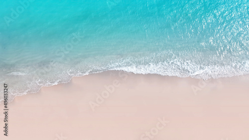 Aerial view beach wave on tropical sea in summer time background