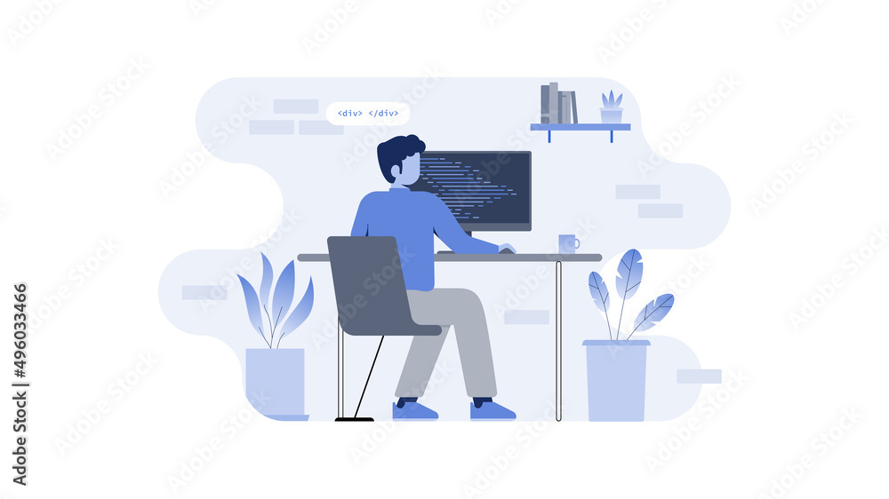 Flat illustration of programmer