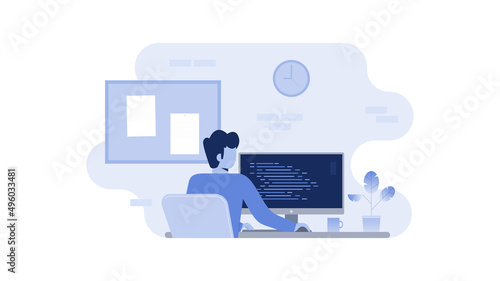 Wallpaper Mural Flat illustration of programmer Torontodigital.ca