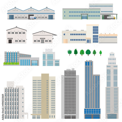 様々な建物のベクターイラスト. 建物の外観.