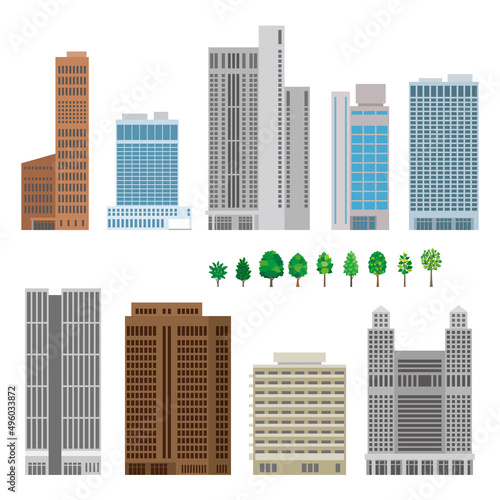 様々な建物のベクターイラスト. 建物の外観.