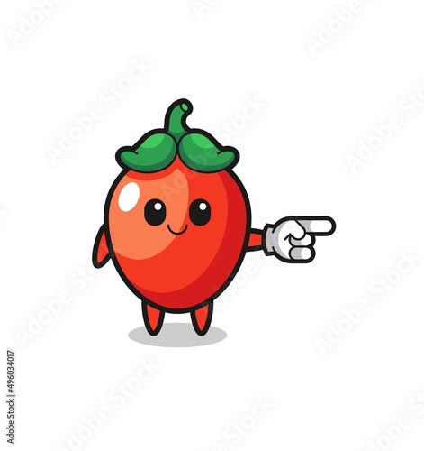 chili pepper mascot with pointing right gesture