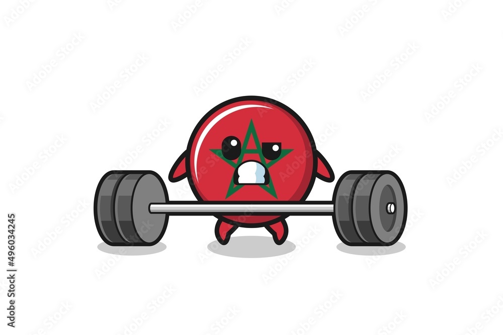 cartoon of morocco flag lifting a barbell cartoon of morocco flag lifting a barbell