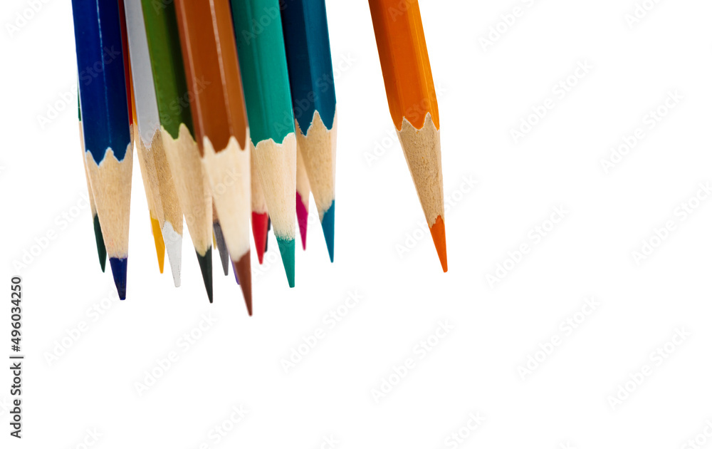 A group of colorful pencils on white background