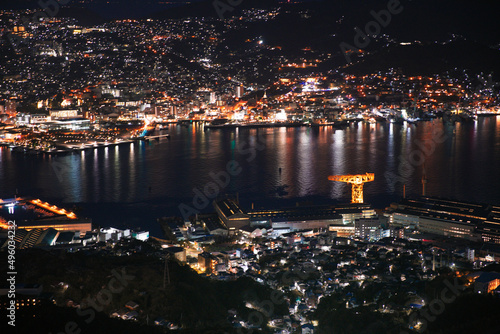 Night of cityscape of Nagasaki, Historical town of Kyushu, Japan