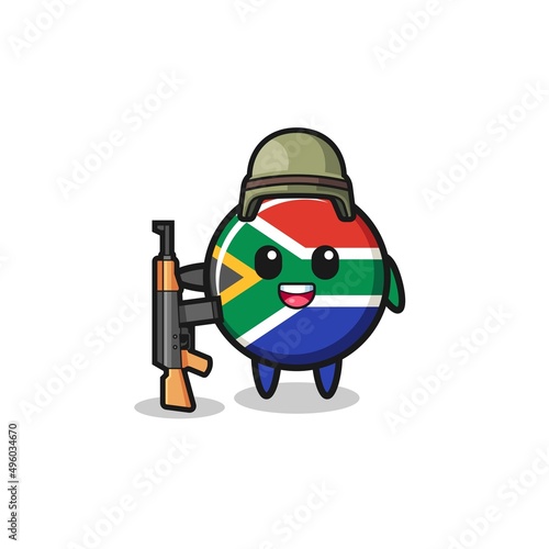 cute south africa flag mascot as a soldier