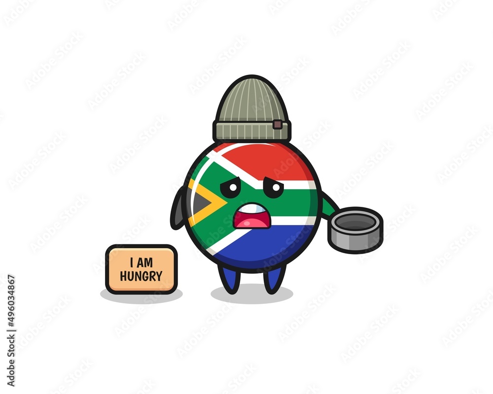 cute south africa flag beggar cartoon character