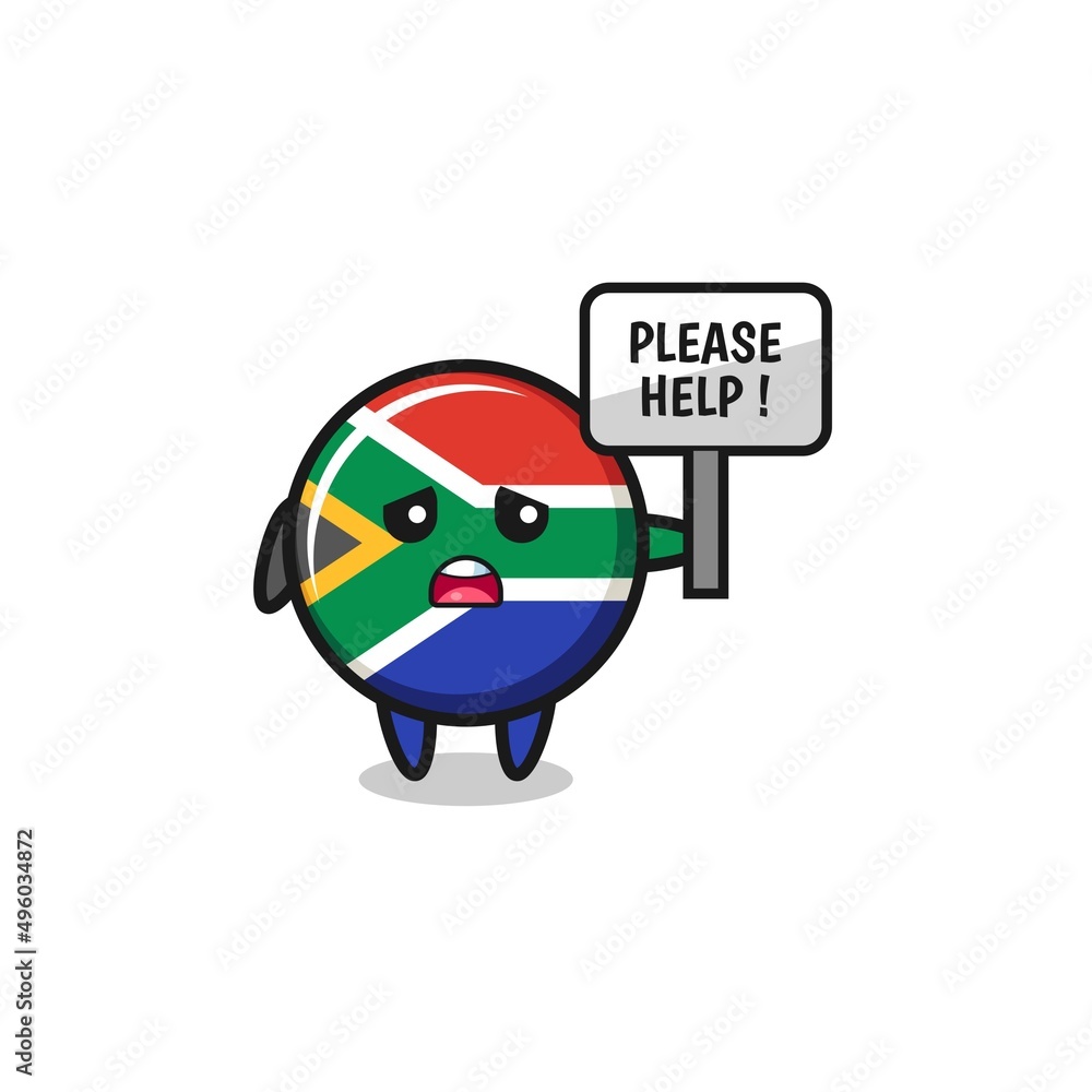 cute south africa flag hold the please help banner cute south africa flag hold the please help banner