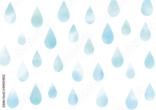 水彩の雨_しずく_梅雨