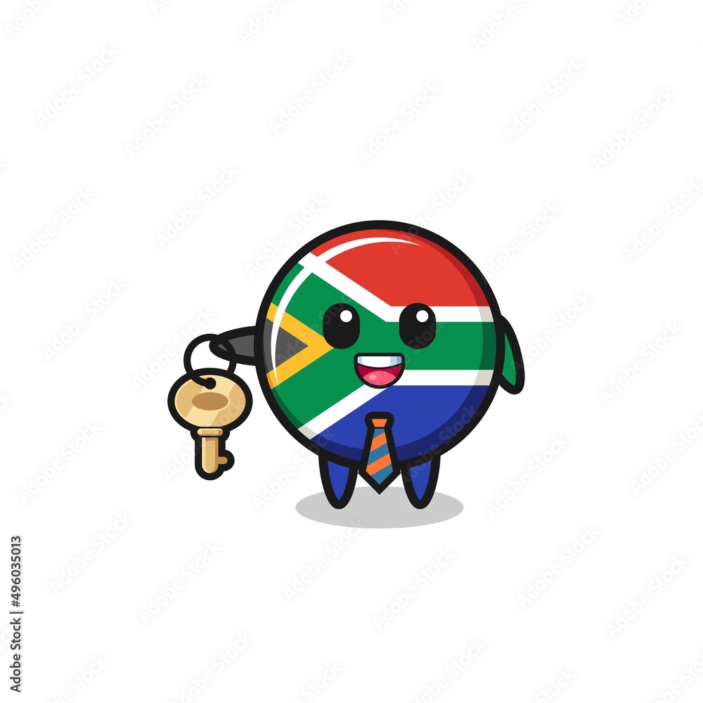 cute south africa flag as a real estate agent mascot