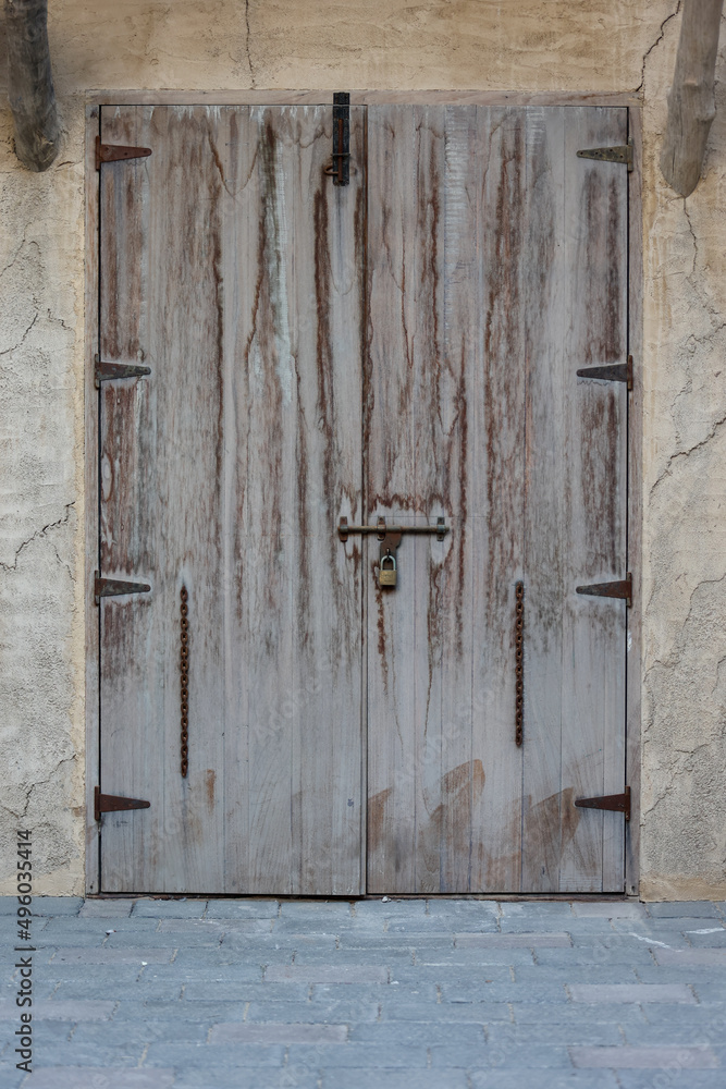 old wooden door closed