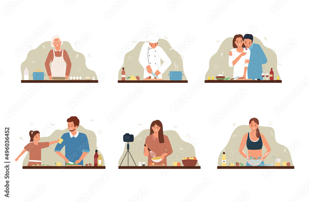 Cooking People Flat Set Cooking People Flat Set
