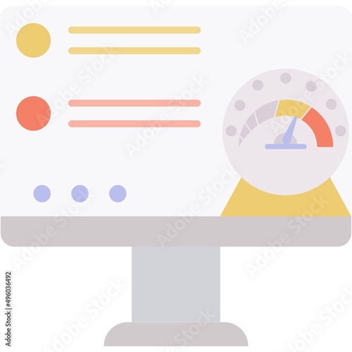 Speedometer dial icon vector on computer screen