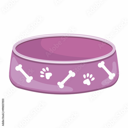 A bowl for dry food for dogs and cats. Vector illustration in a flat style, isolated on a white background.
