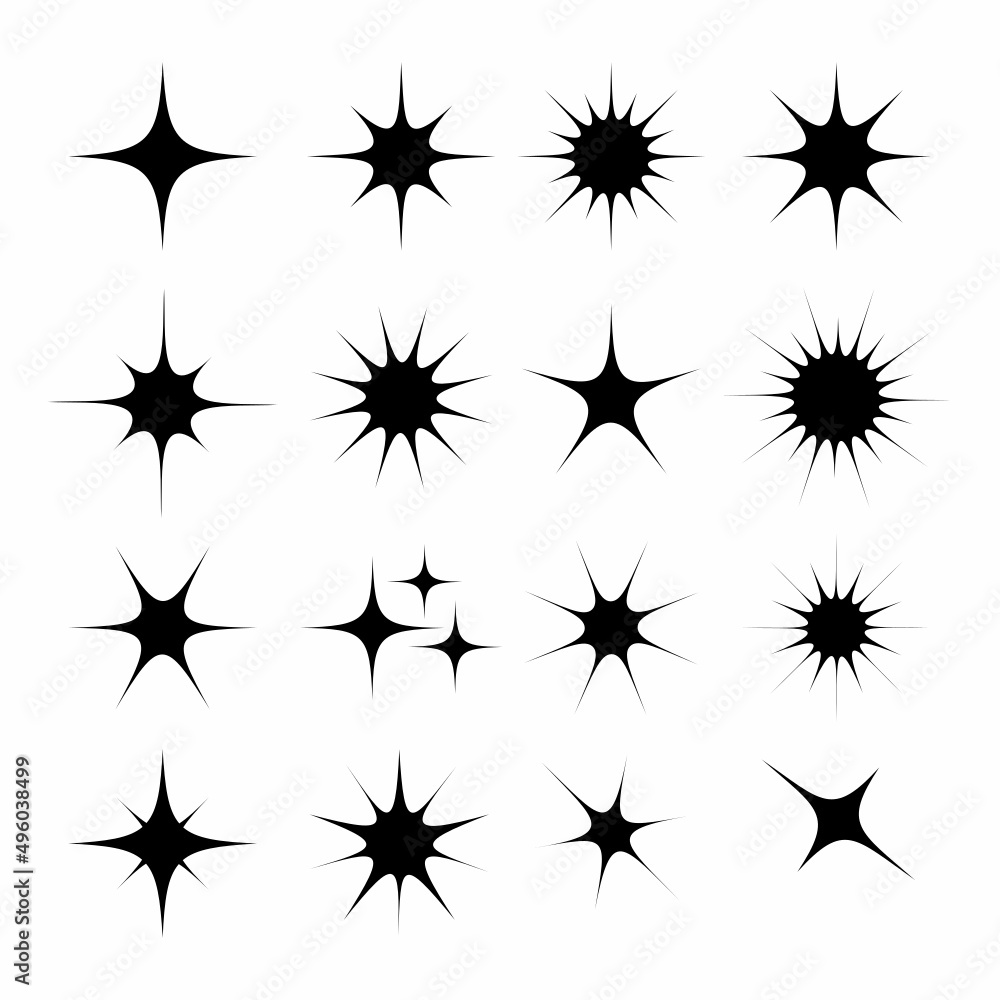 Sparkle flat set vector icons Sparkle flat set vector icons