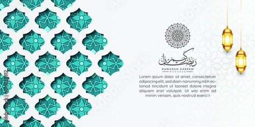 3d white islamic luxury ramadan or ramadhan ornamental banner pattern lantern for eid al fitr or adha ramzan milad un nabi mubarak background