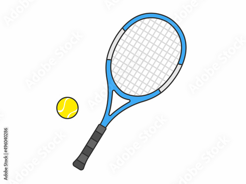 テニスラケットとテニスボールのイラスト © R-DESIGN