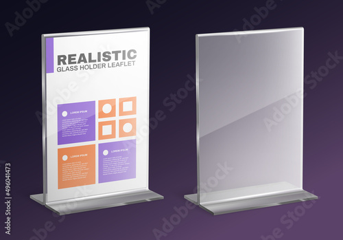 Realistic Glass Holder With Leaflet