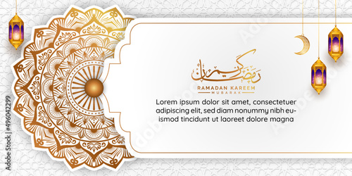 mandala islamic luxury ramadan or ramadhan horizontal arabesque banner for eid al fitr or adha ramzan milad un nabi mubarak background