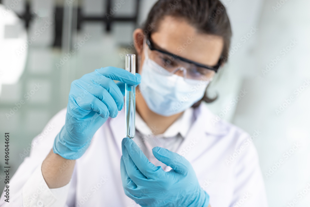 Scientists experiment with synthetic substances from nature to modify the genetics or DNA of plants to be resistant to disease, Lab experiments, Researchers scientist working analysis with test tube. Scientists experiment with synthetic substances from nature to modify the genetics or DNA of plants to be resistant to disease, Lab experiments, Researchers scientist working analysis with test tube.