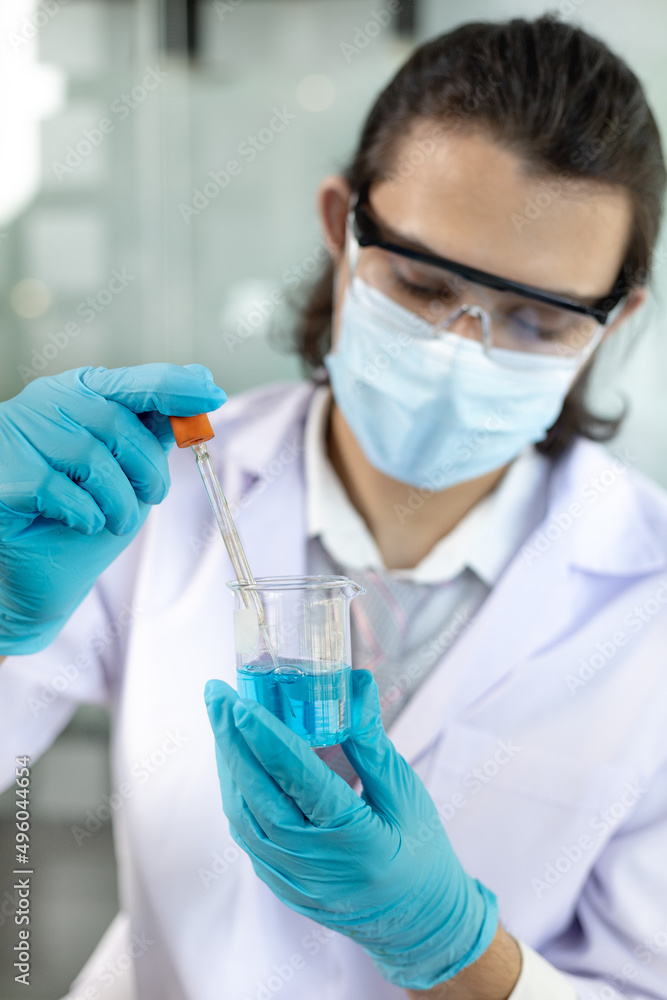 Scientists experiment with synthetic substances from nature to modify the genetics or DNA of plants to be resistant to disease, Lab experiments, Researchers scientist working analysis with test tube. Scientists experiment with synthetic substances from nature to modify the genetics or DNA of plants to be resistant to disease, Lab experiments, Researchers scientist working analysis with test tube.