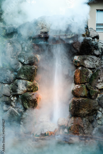 Tatsumaki Jigoku.Translation: "Tornado Hell Hot Spring", hot spring water spewing upward, famous travel destination in Beppu, Kyushu, Japan