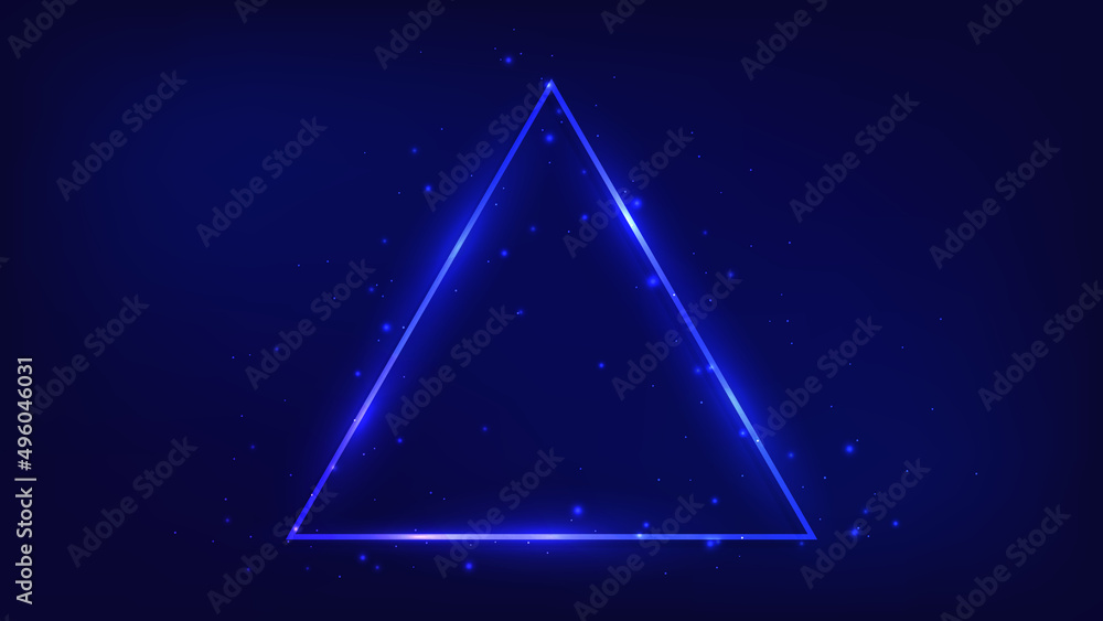 Neon triangular frame with shining effects Neon triangular frame with shining effects