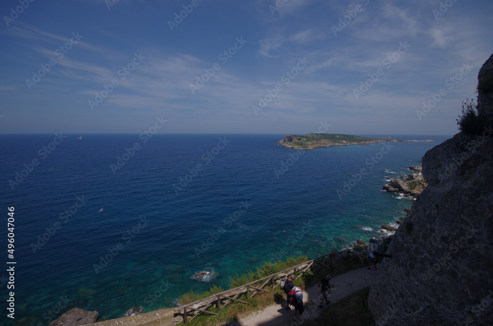 A group of tourists visit the island of San Nicola - Tremiti Islands - Adriatic Sea - Italy