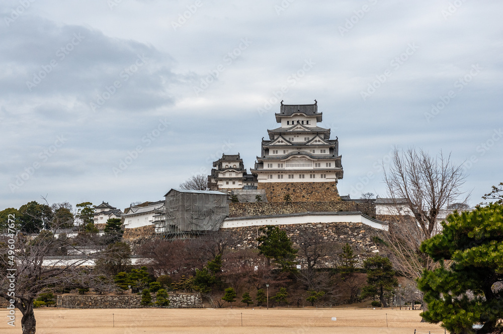 Himeji, Japan Januari 6, 2020. Exterior of the worldfamous Himeji