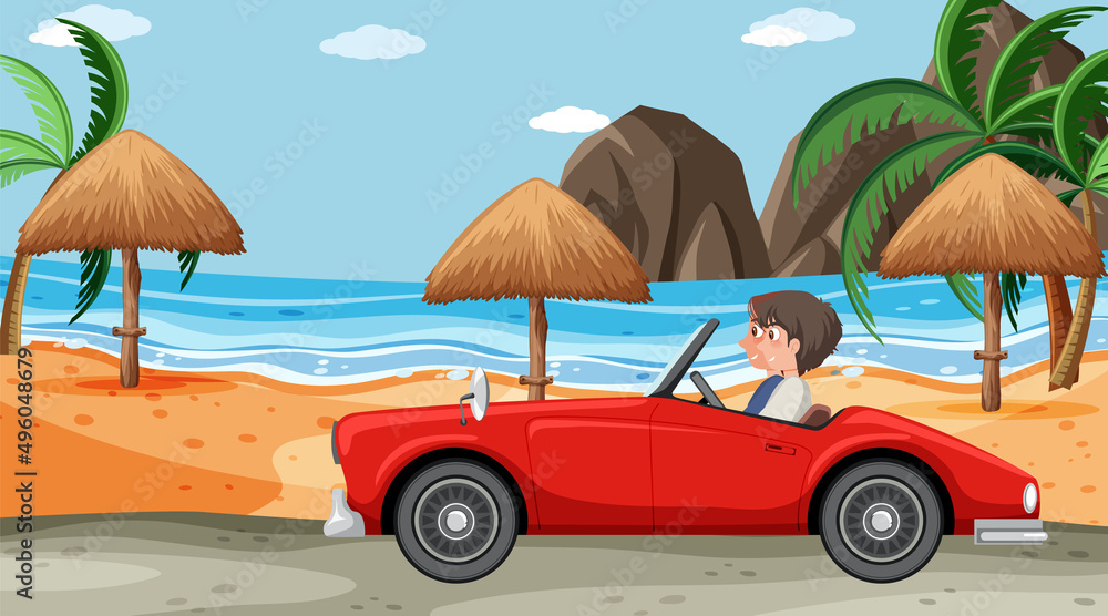 Classic car for a vacation roadtrip concept
