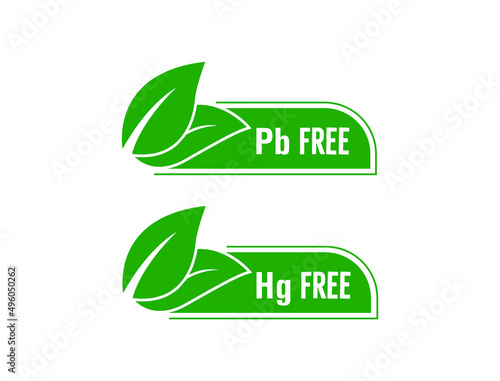 lead, mercury-free icon with leaves vector illustration