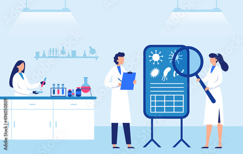 Scientists work in laboratory, research and discovery