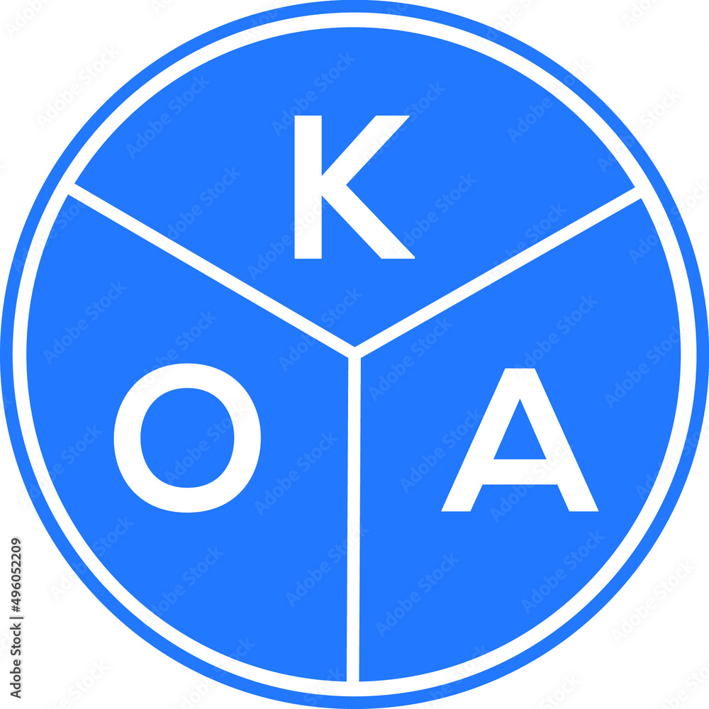 KOA letter logo design on White background. KOA creative Circle letter logo concept. KOA letter design. KOA letter logo design on White background. KOA creative Circle letter logo concept. KOA letter design.
