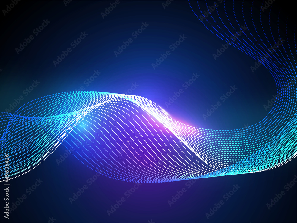 Abstract Gradient Particles Wave Motion Background With Lights Effect. Abstract Gradient Particles Wave Motion Background With Lights Effect.