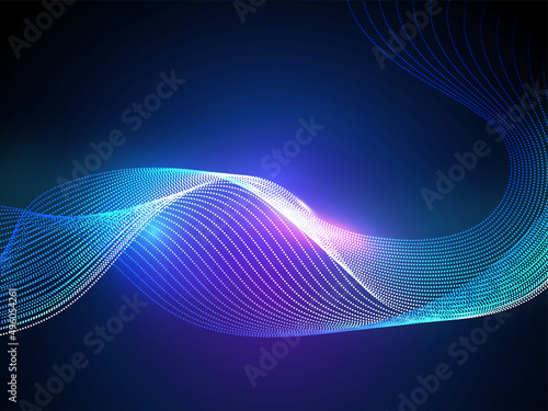 Abstract Gradient Particles Wave Motion Background With Lights Effect. © Abdul Qaiyoom