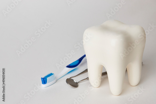 Dental tooth model with dentistry equipment