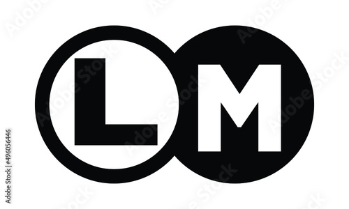 LM two letter monogram type swoosh letter logo design vector template.