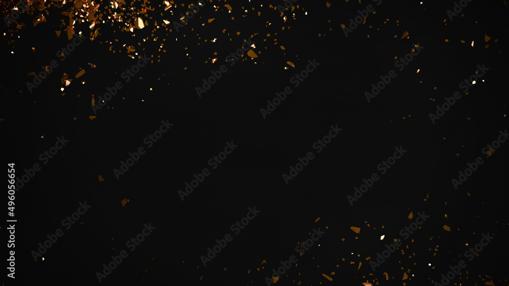 Black background with shiny golden pieces. Black background with shiny golden pieces.
