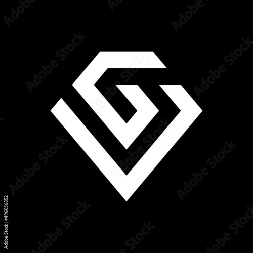 Letter GJ G diamond logo design