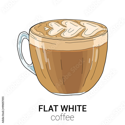 Flat White Coffee Colorful Vector Illustration Isolated