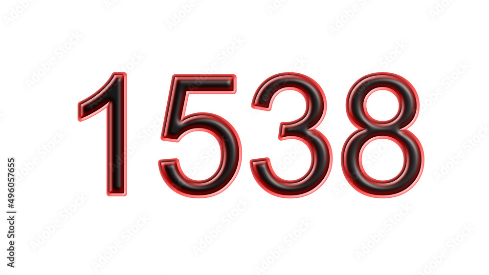 red 1538 number 3d effect white background red 1538 number 3d effect white background