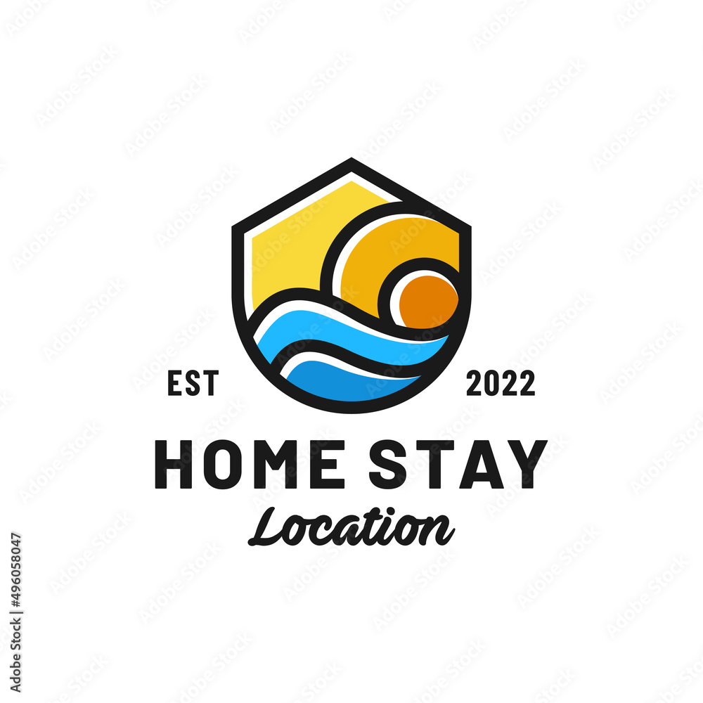 Home stay logo with sunset concept Home stay logo with sunset concept