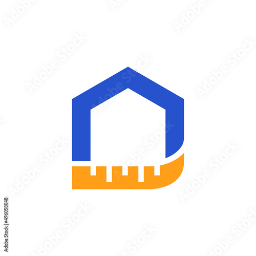Home logo design with measuring tape concept