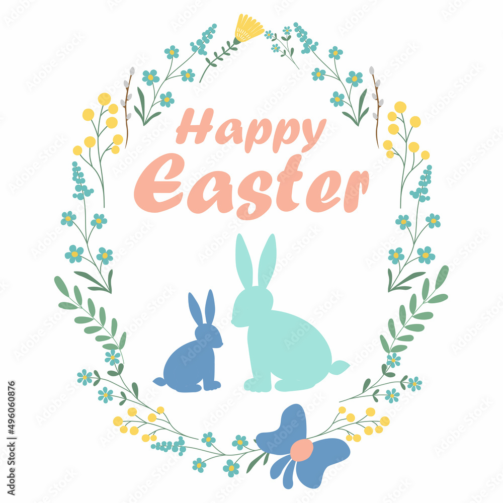 Obraz premium Happy Easter poster with bunnies